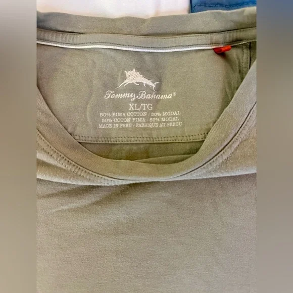 🏝️ Tommy Bahama Pima Cotton Modal Tee XL Sage Green Soft Knit Shirt - Picture 3 of 13
